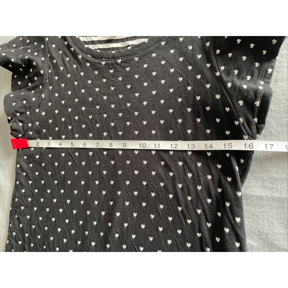 Jane and Delaney Womens Top sz S Black White Hearts 100% Cotton Striped inside - Picture 4 of 8